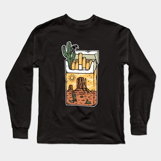 pack of cigarettes with a desert view Long Sleeve T-Shirt by gunaone design